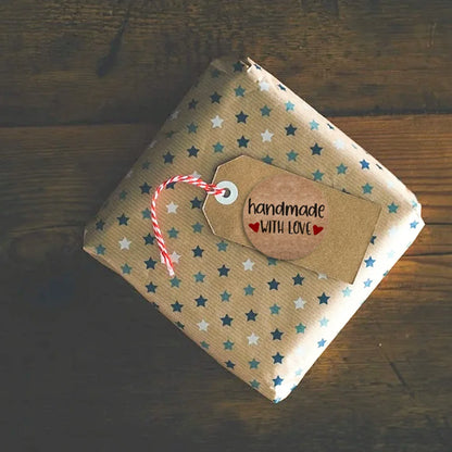 100-500pcs 1inch Vintage Kraft Paper Handmade With Love Stickers for Package Thank You Stationery Adhesive Labels Baking Seals Beauty World Shop