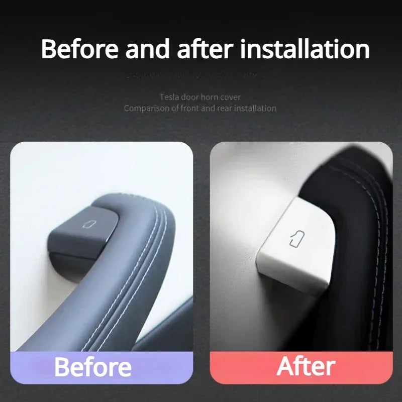 For Tesla Model 3 Highland Model Y Juniper/Launch 2025 Car Open Door Button Stickers 4X Handle Cover Interior Protection Trim Beauty World Shop