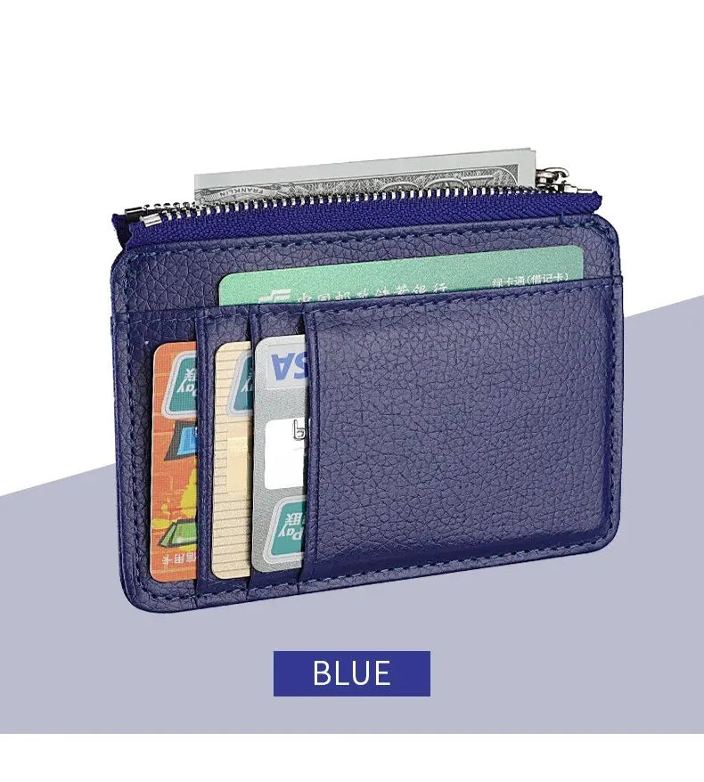 Mini Credit Card Wallet Id Card Holder Men's Small Wallet Thin Sleeve Zipper Short Coin Wallet Beauty World Shop