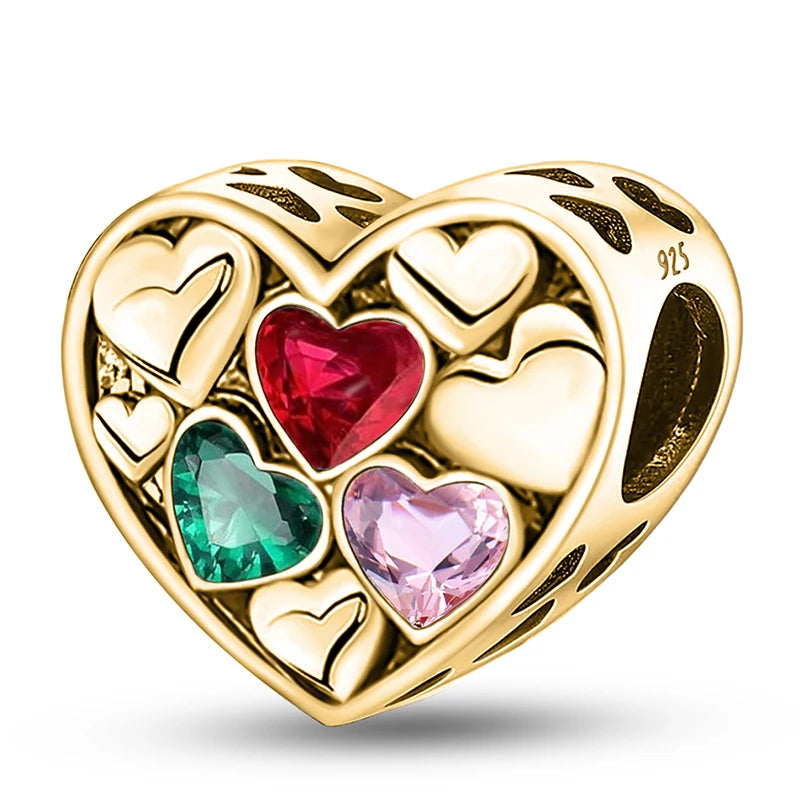 Shecharms 925 Sterling Silver Love Heart Firefly Golden Series Charms Fit DIY Making Bracelet Necklace High Quality Fine Jewelry Beauty World Shop
