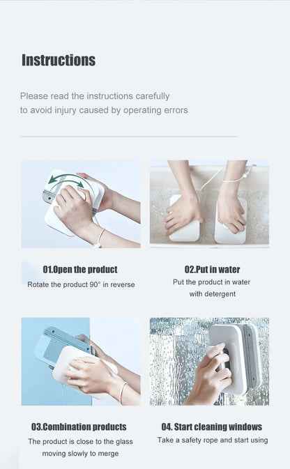 NEW Magnetic Window Cleaner Double-sided Window Cleaning Brush Glass Wiper Cleaning Tools Outside Window Cleaner For High Rise Beauty World Shop
