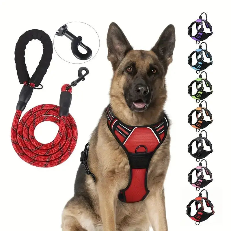 Service Dog Harness Front Clip Heavy Duty Reflective Easy Control Handle for Large Dog Walking，Easy to Control for Small Medium
