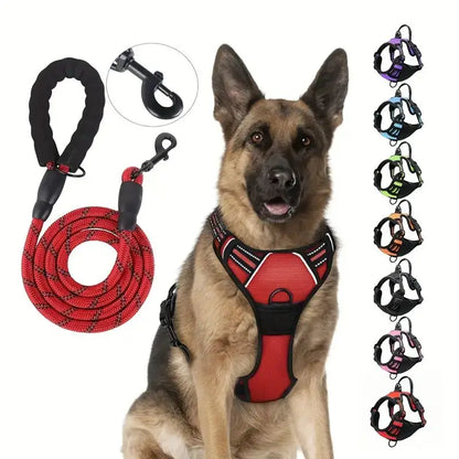 Service Dog Harness Front Clip Heavy Duty Reflective Easy Control Handle for Large Dog Walking，Easy to Control for Small Medium