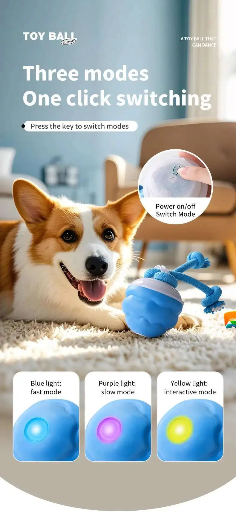 Interactive Dog Toys Smart Rolling Ball With Rope Motion Activated Automatic Moving Squeaky Dog Training Puppy Chew Toy Balls Beauty World Shop