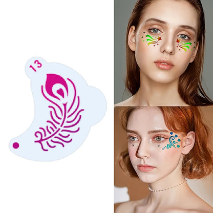 16Pcs Reusable Face Paint Stencils, DIY Body Art & Eyebrow Templates for Kids, Washable & Safe for Parties and Crafts Beauty World Shop
