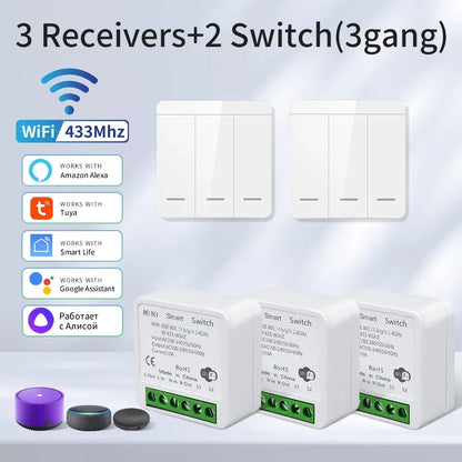Tuya Smart WiFi Switch For Lighting RF 433MHz Wireless Switch Smart Life APP Voice Control Work With Alice Alexa Google Home Beauty World Shop