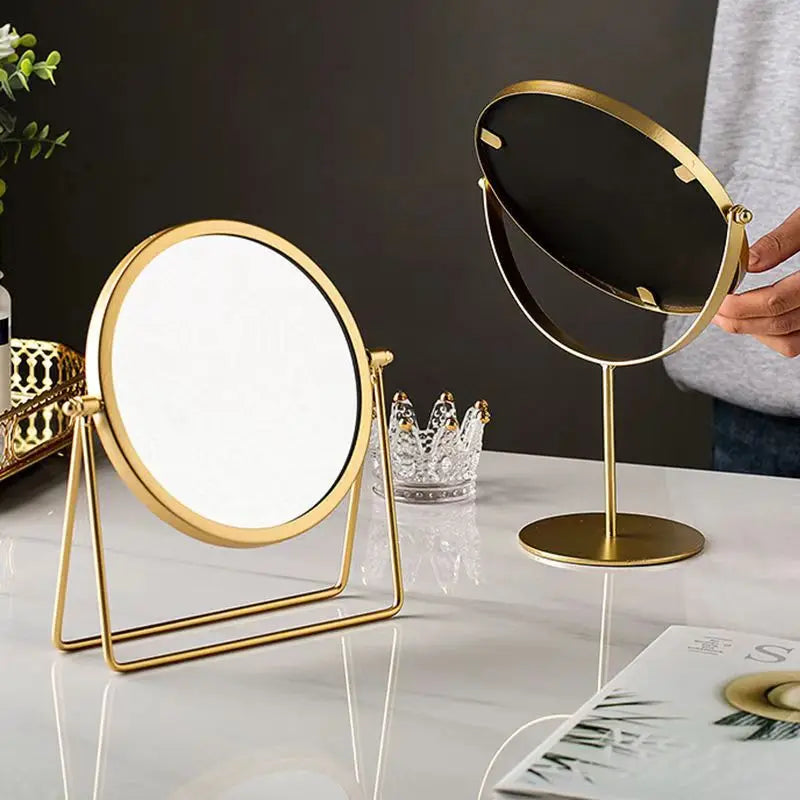 360 Degrees Rotate Iron Desktop Mirror Texture Ladies Makeup Mirror Creative Iron Mirror Strong Sense Of Style Beauty World Shop