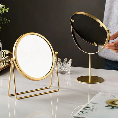 360 Degrees Rotate Iron Desktop Mirror Texture Ladies Makeup Mirror Creative Iron Mirror Strong Sense Of Style Beauty World Shop