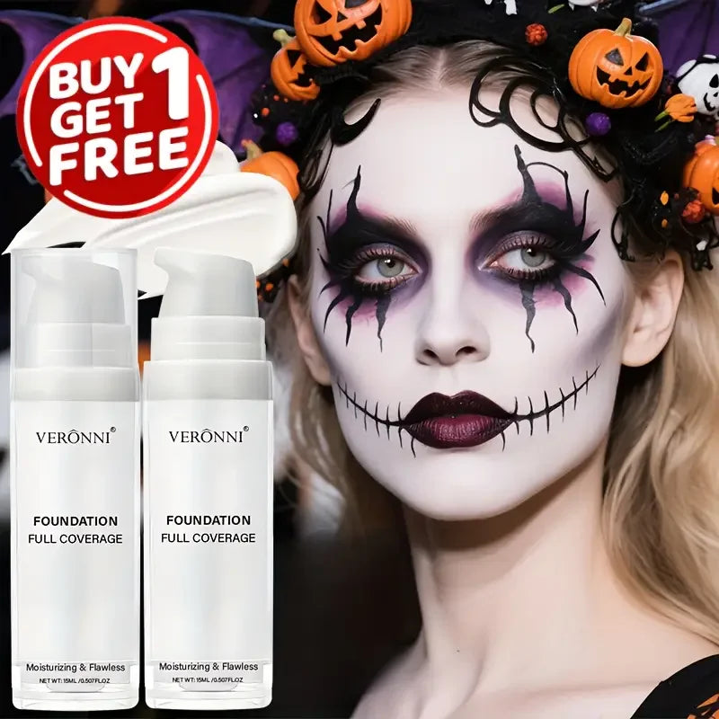 White Liquid Foundation, Full Coverage Heavy Duty Coverage, Creamy Liquid Formula for Goth Makeup, Cosplay, Long-Lasting Matte Beauty World Shop