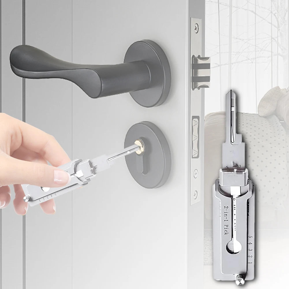 SS001 Stainless Steel Key Decoder 2 In 1 Precision Hook & Pick Set Lock Decoder O-ring Pickup Kit Maintenance Repair Hand Tools Beauty Fashion