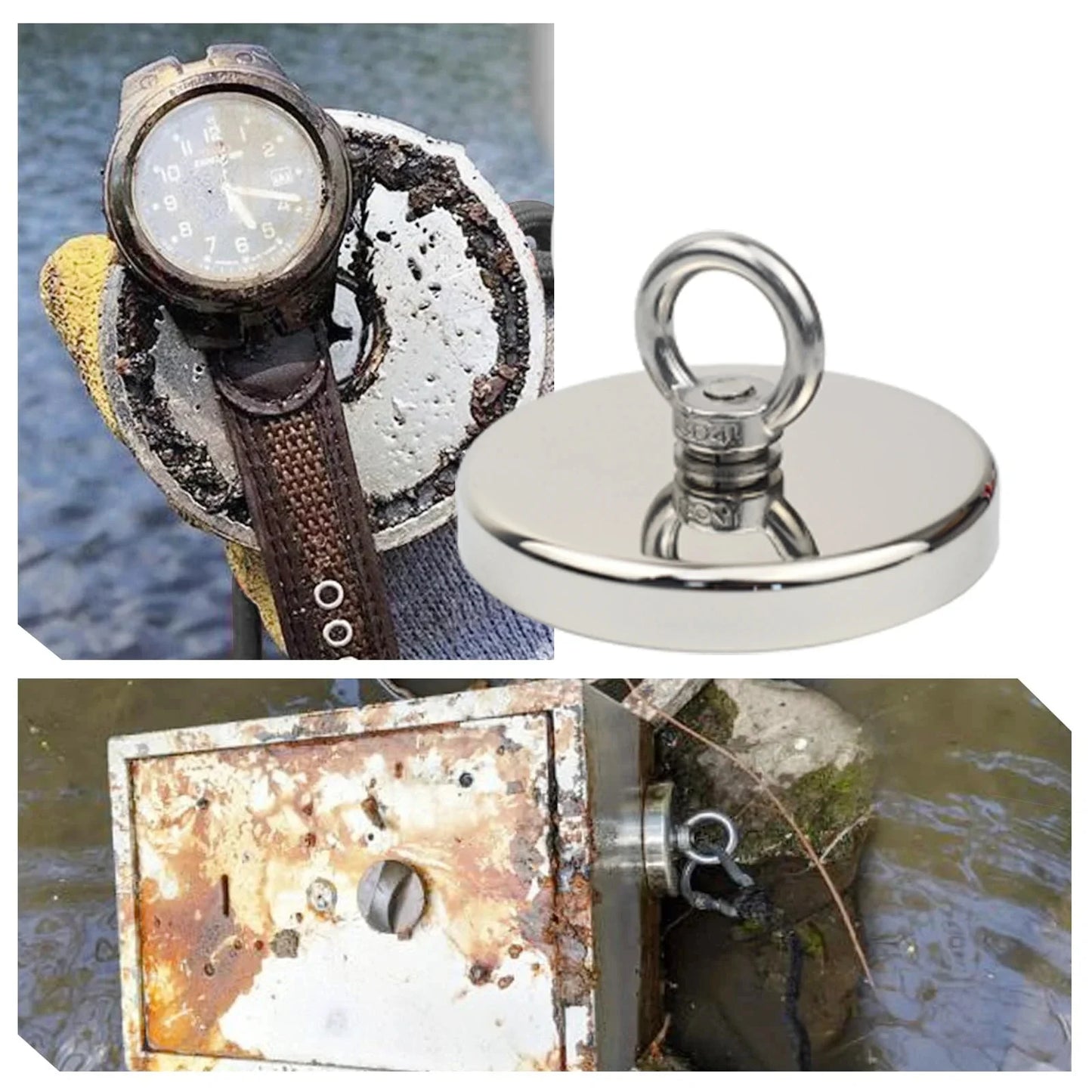 Super Strong Suction Salvage Helper, Made of N52 Heavy Rare Earth Material, with Countersunk Hole and Eyebolt Suction metal Beauty World Shop