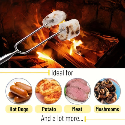 5/10/12pcs Adjustable Telescopic Barbecue Forks Metal Skewers Roasting Stick Suitable for Eating BBQ Dinner Dessert Beauty World Shop