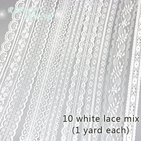 (5 yards/roll) white Lace ribbon fabric Webbing Decoration Lovely gift packing polyester Material Home Accessories Store