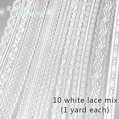 (5 yards/roll) white Lace ribbon fabric Webbing Decoration Lovely gift packing polyester Material Home Accessories Store