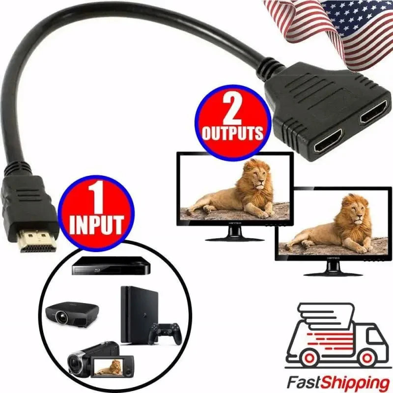 Hdmi Compatible Splitter Cable Video Switch Adapter Output Hub X Box Ps3 4 Dvd Hdtv Pc Laptop TV Hd 1080p 1 Input 2 Beauty World Shop