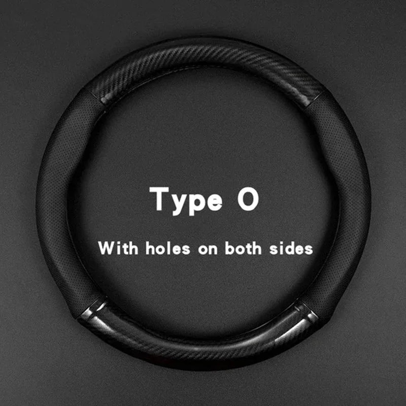 Carbon fiber car steering wheel cover, breathable and sporty, all season universal anti slip and wear-resistant handle cover Beauty World Shop