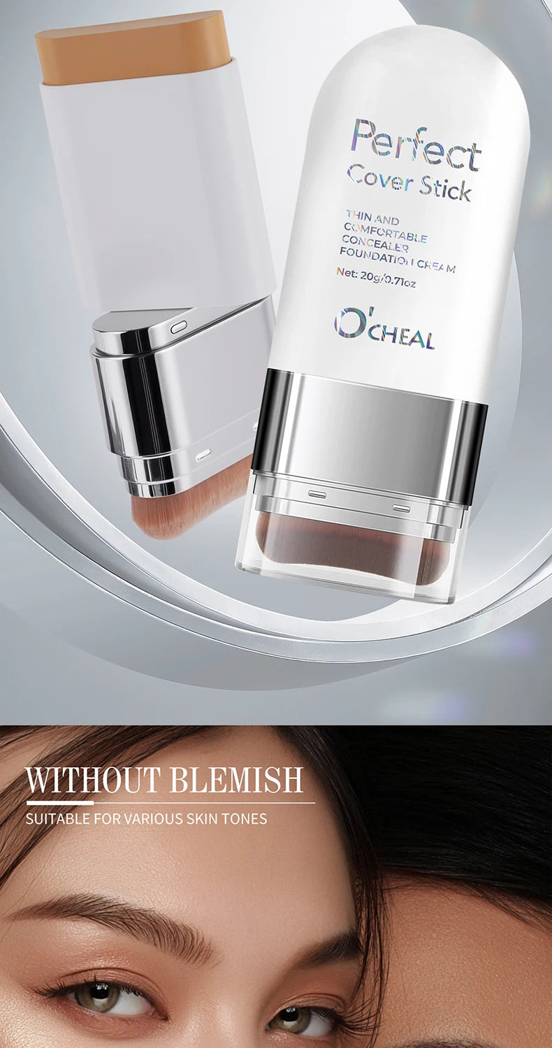 O'CHEAL Perfect Cover Stick Thin And Comfortable Concealer Foundation Cream Stick Instant Natural Waterproof Long-lasting Makeup Beauty World Shop