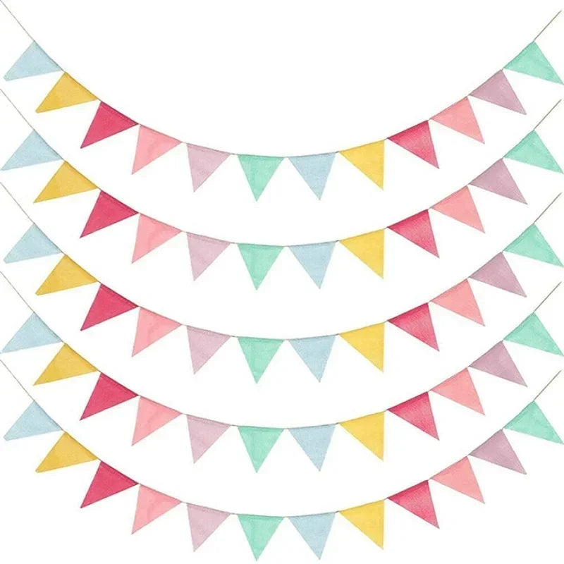 Colourful Jute Linen Pennant Flags Festival Bunting Banners Party Hanging Wedding Hanging Banner Party Garland for Home Decor Beauty World Shop