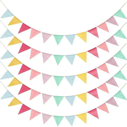 Colourful Jute Linen Pennant Flags Festival Bunting Banners Party Hanging Wedding Hanging Banner Party Garland for Home Decor Beauty World Shop