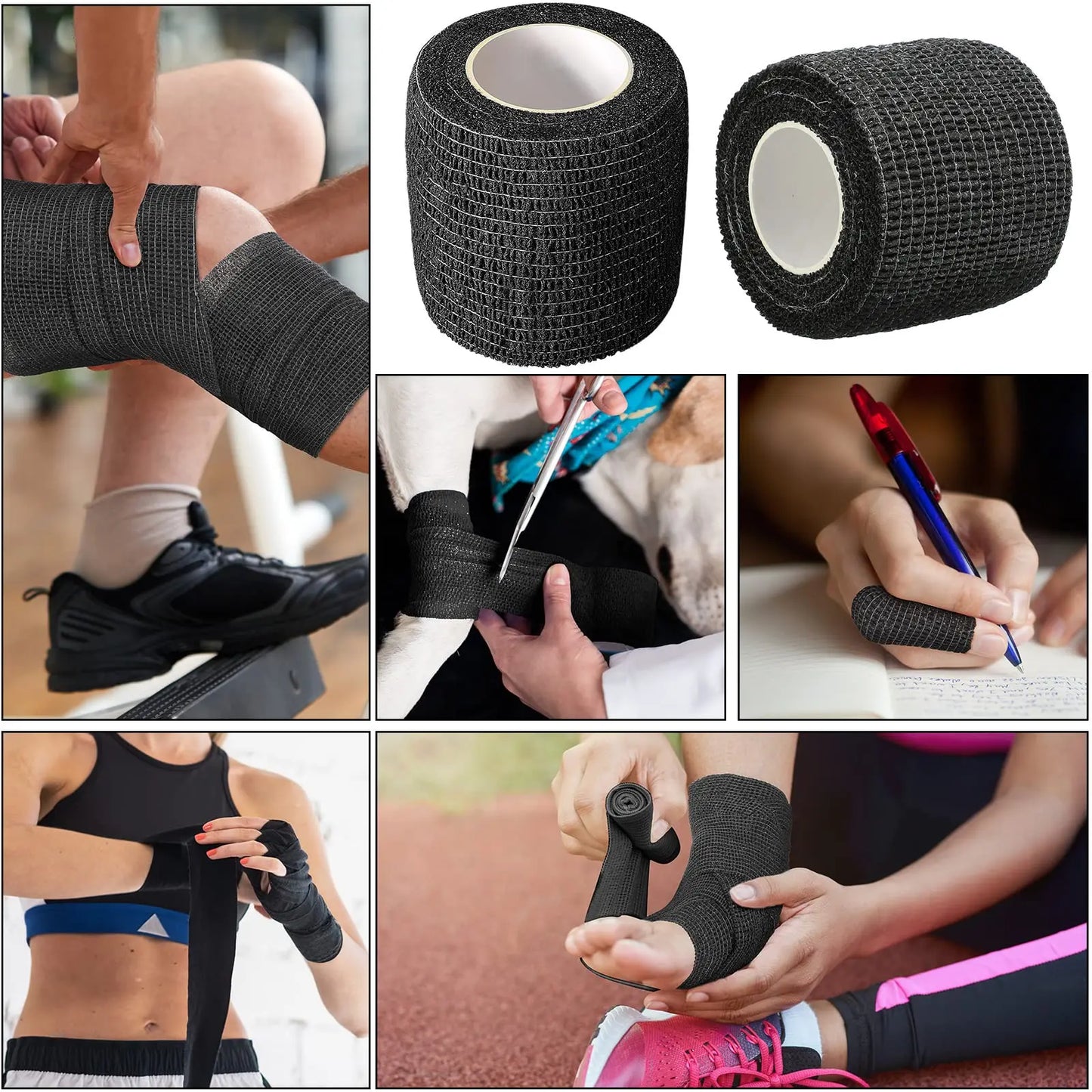 Wholesale Black Tape Tattoo Handle Bandage Anti-slip Athletic Nonwoven Waterproof Disposable Self-adhesive Elastic Bandage Beauty Trend Shop