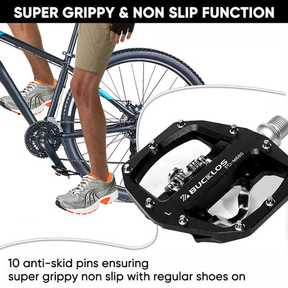 BUCKLOS Mountain Bike Pedals 3 Sealed Bearing PD-M680 Dual Clipless Flat & Lock Pedal Aluminum Cycling Pedals Fit Shimano SPD Beauty World Shop