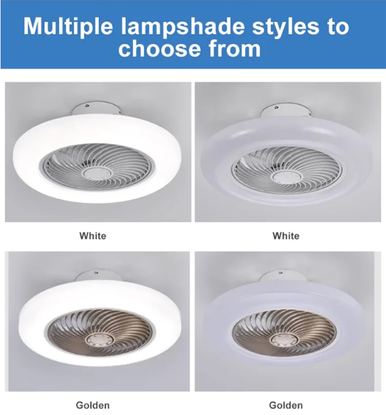Smart Ceiling Fan Fans With Lights Remote Control Bedroom Decor Ventilator Lamp 52cm Air Invisible Blades Silent Beauty World Shop