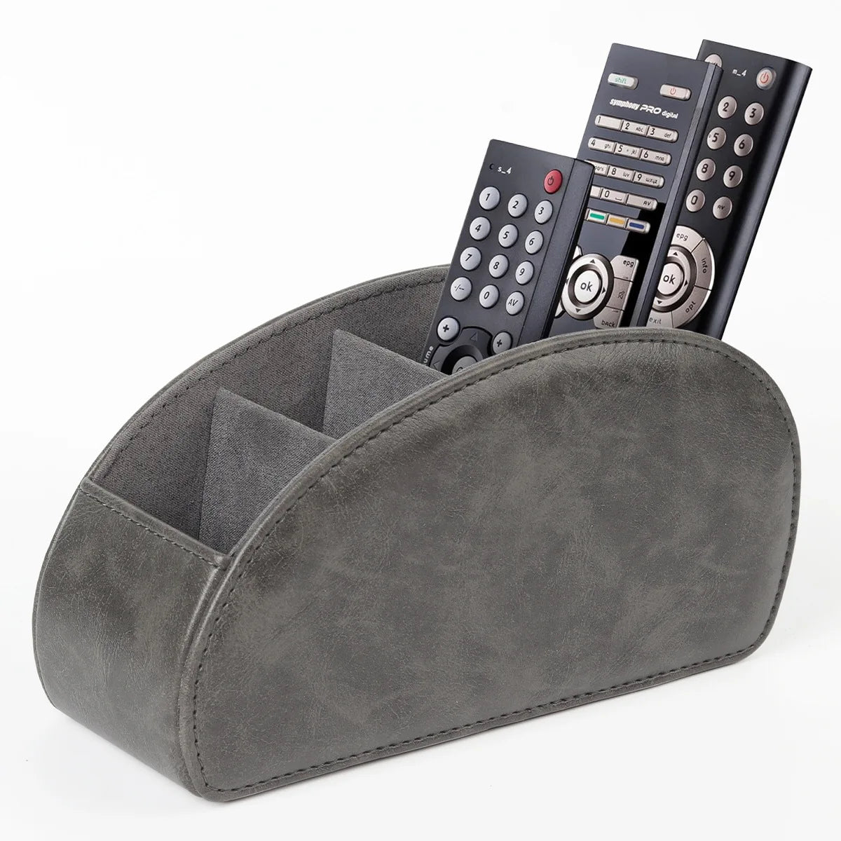 PU Leather Remote Control Holder5Compartments,Multi-Device Organizer for TV/DVD/Blu-Ray,Desk & DrawerStorageBoxHome&OfficeDecor Beauty World Shop