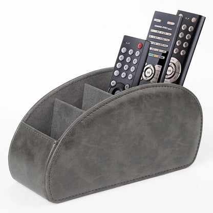 PU Leather Remote Control Holder5Compartments,Multi-Device Organizer for TV/DVD/Blu-Ray,Desk & DrawerStorageBoxHome&OfficeDecor Beauty World Shop