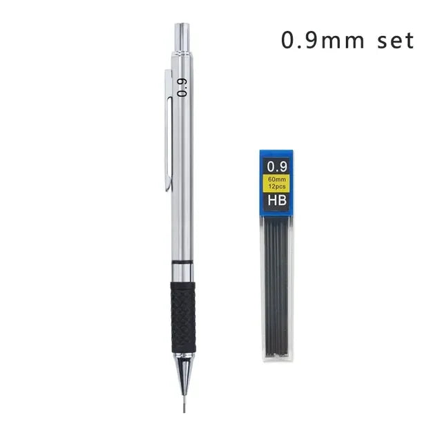 Metal Mechanical Pencil Set with Pencil Grip Leads Art Drawing Student Office Supplies 0.5/0.7/0.9/2.0mm Automatic Pencil Beauty World Shop