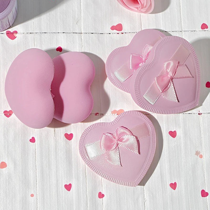 2pcs Heart Bow Makeup Powder Puffs That Can Be Used In Both Dry And Wet Combinations Cotton Candy Air Cushion Powder Puff Beauty World Shop
