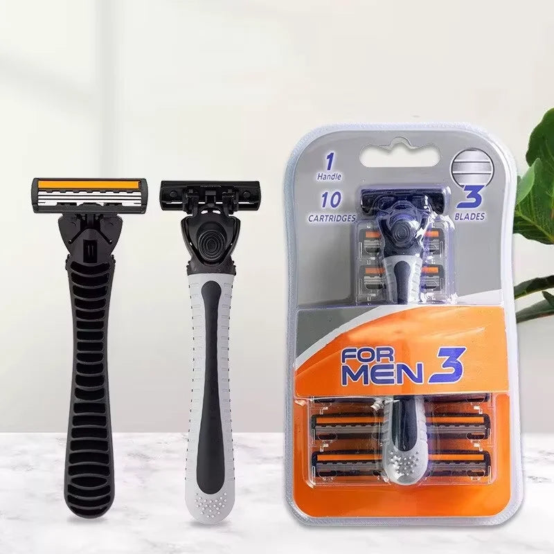 Shaver Brand New Design Men Razor Shaving Three Layer Shaver Reusable Razor Imported Blade Multi Tool Head Replace Beauty Fashion