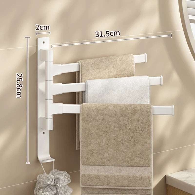 Bathroom Towel Rack Rotatable Towel Holder Space Aluminum 2/3/4/5-Bar Towel Hanger Kitchen Shelf Paper Hanging Wall Mounted Beauty World Shop