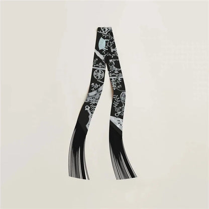 130x5cm Tassel Cashew Print Scarf Women's All-season Twill Silk Decorative Ribbon Multi-purpose Bag Hair Tie Belt Scarf Beauty World Shop
