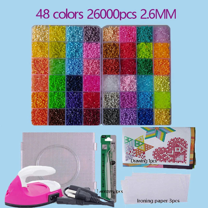 2.6mm Perler Hama beads Set 3D Puzzle Iron Beads Toy Kids Creative Handmade Craft DIY Gift fuse beads Have large pegboard Beauty World Shop