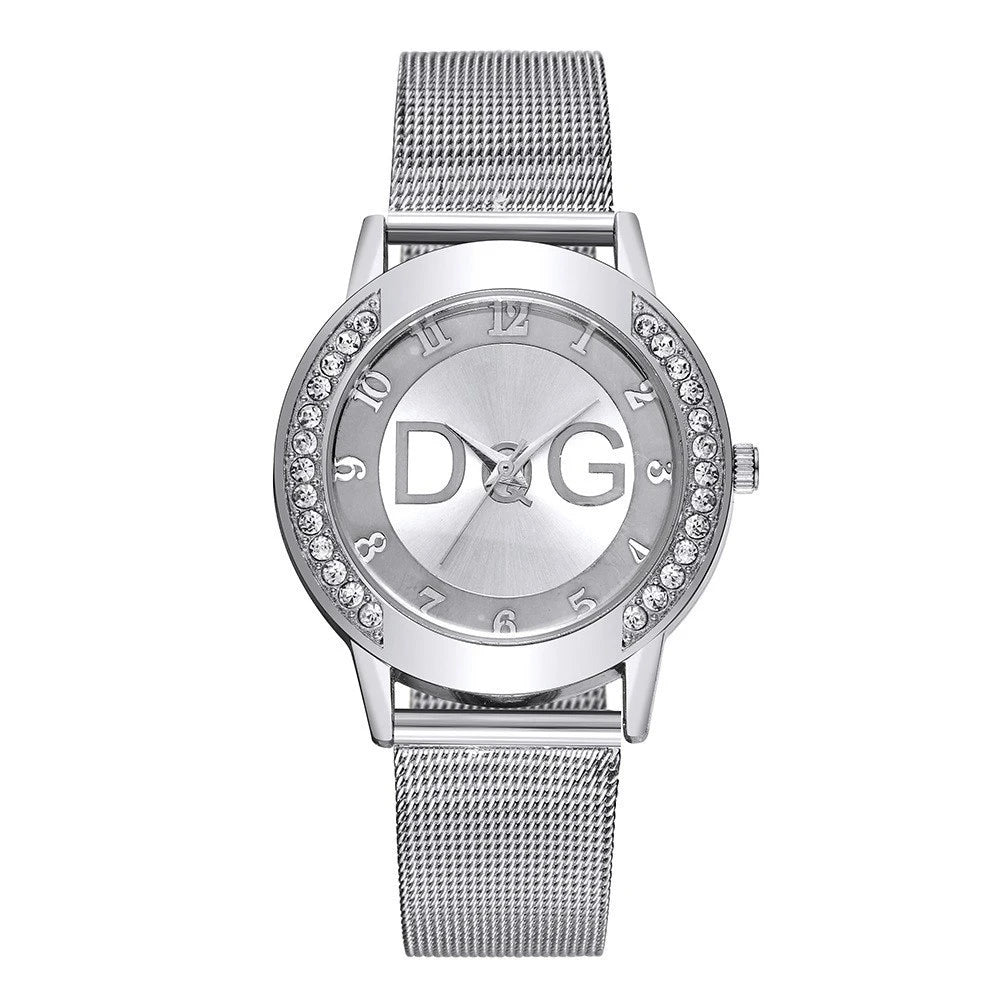 Fashion DQG Brand Starry Sky Diamond encrusted Women's Quartz Watch Casual Stainless Steel Gold Mesh Strap Women's Dress Watches Beauty World Shop