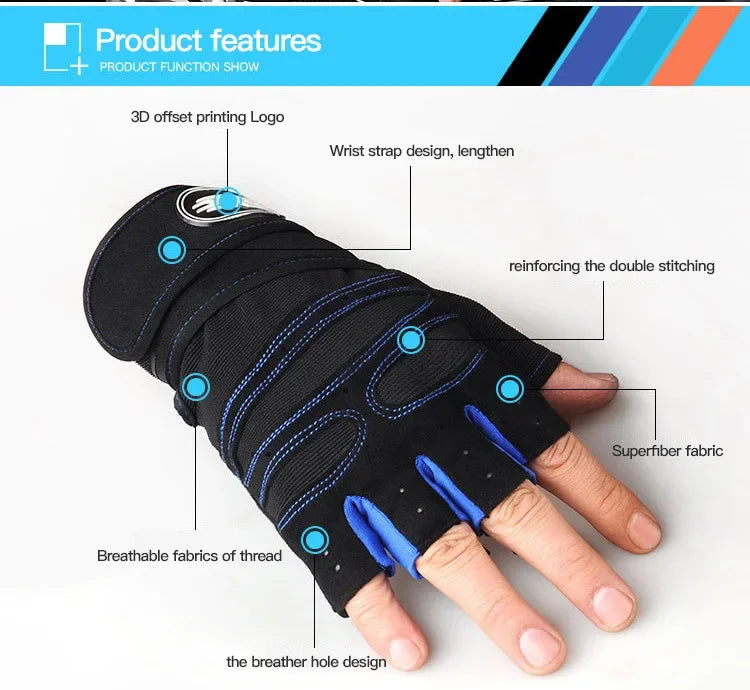 1Pair Gym Gloves for Men Women Fitness Weight Lifting Wristband Gloves Training Sports Exercise Cycling Glove Shockproof Beauty World Shop