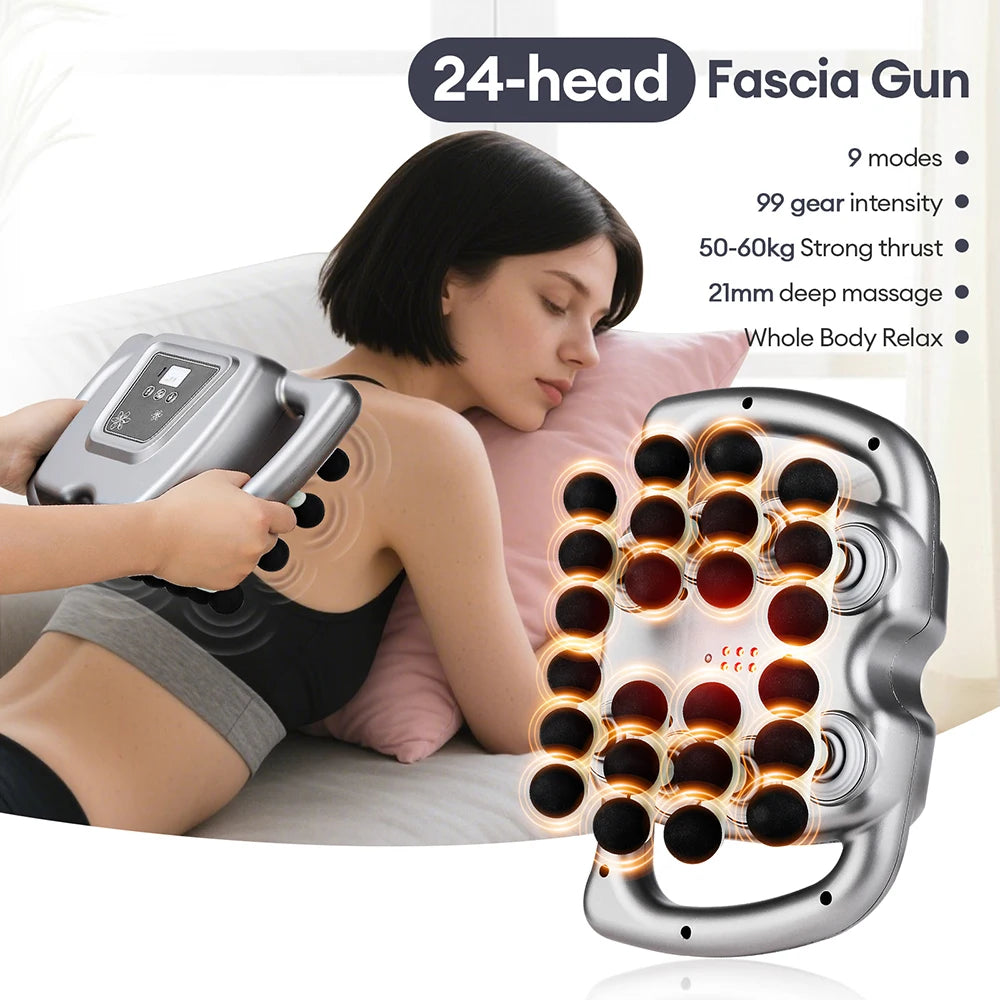 42-Heads Fascia Gun High-Frequency Vibration Body Massage Gun Back and Waist Massager Neck Shoulder Massager Muscle masajeador Beauty World Shop
