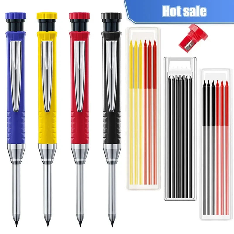 2.8mm Solid Carpenter Pencil Mechanical Pencil with Built-in Sharpener Carpentry Long Head Carpenter Pencil Stationery Supply Beauty World Shop