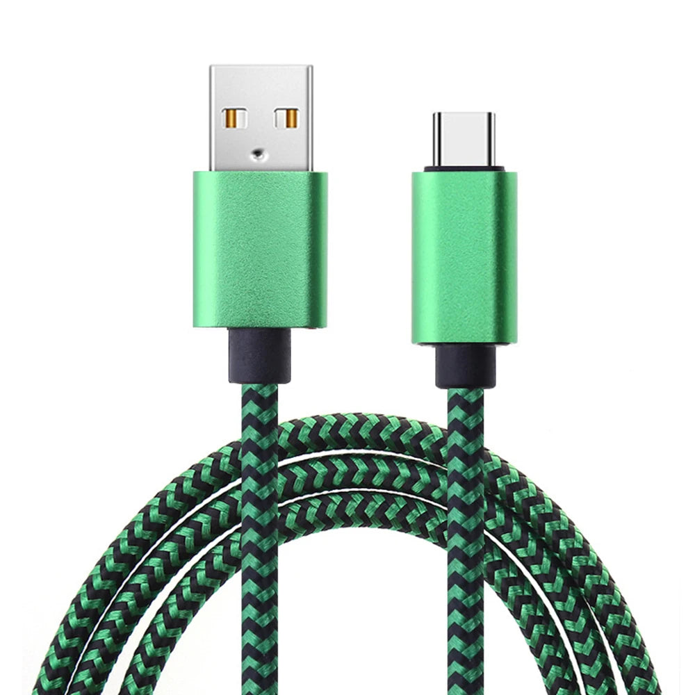 USB Type C Cable Date Sync 2.4A Fast 1M 2M 3M Charging Nylon Braided Wire Charger Cable For Samsung Huawei Android Mobile Phone Beauty World Shop