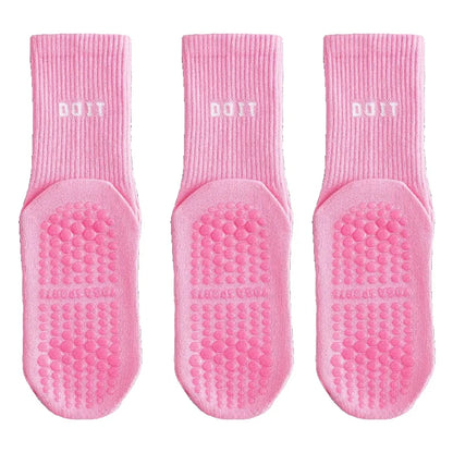 3 Pairs Cotton Yoga Socks For Women Solid Color Professional Non-slip Pilates Dance Gym Sports Breathable Fitness Floor Socks Beauty World Shop