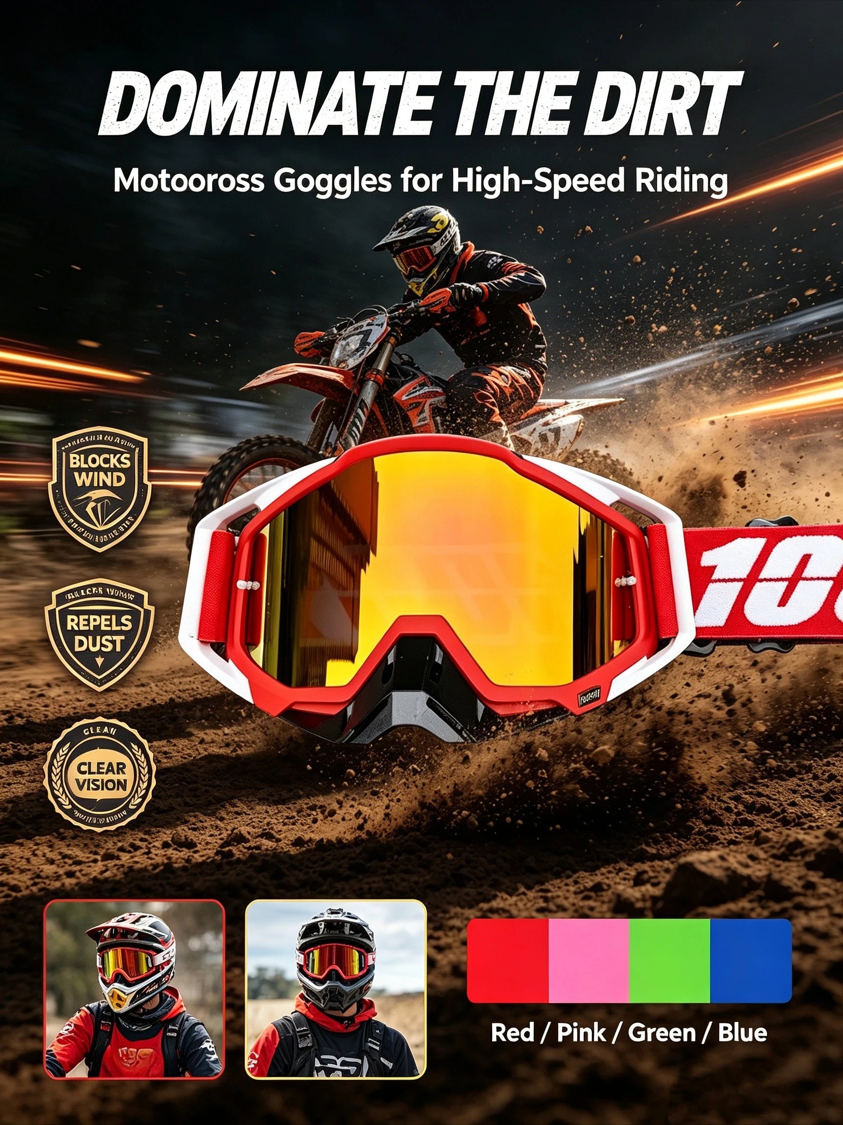 Off-road Goggles Motocross Glasses Motorcycle Sunglasses Man MTB ATV Mask Windproof Protection Skiing Cycling Racing Goggles Beauty World Shop
