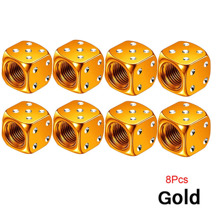 Aluminum Dice Tire Valve Caps Dustproof Car Truck Motocycle Bike Dice Wheel Stem Tyre Tire Wheel Stem Air Valve Dust Cap Cover Beauty World Shop