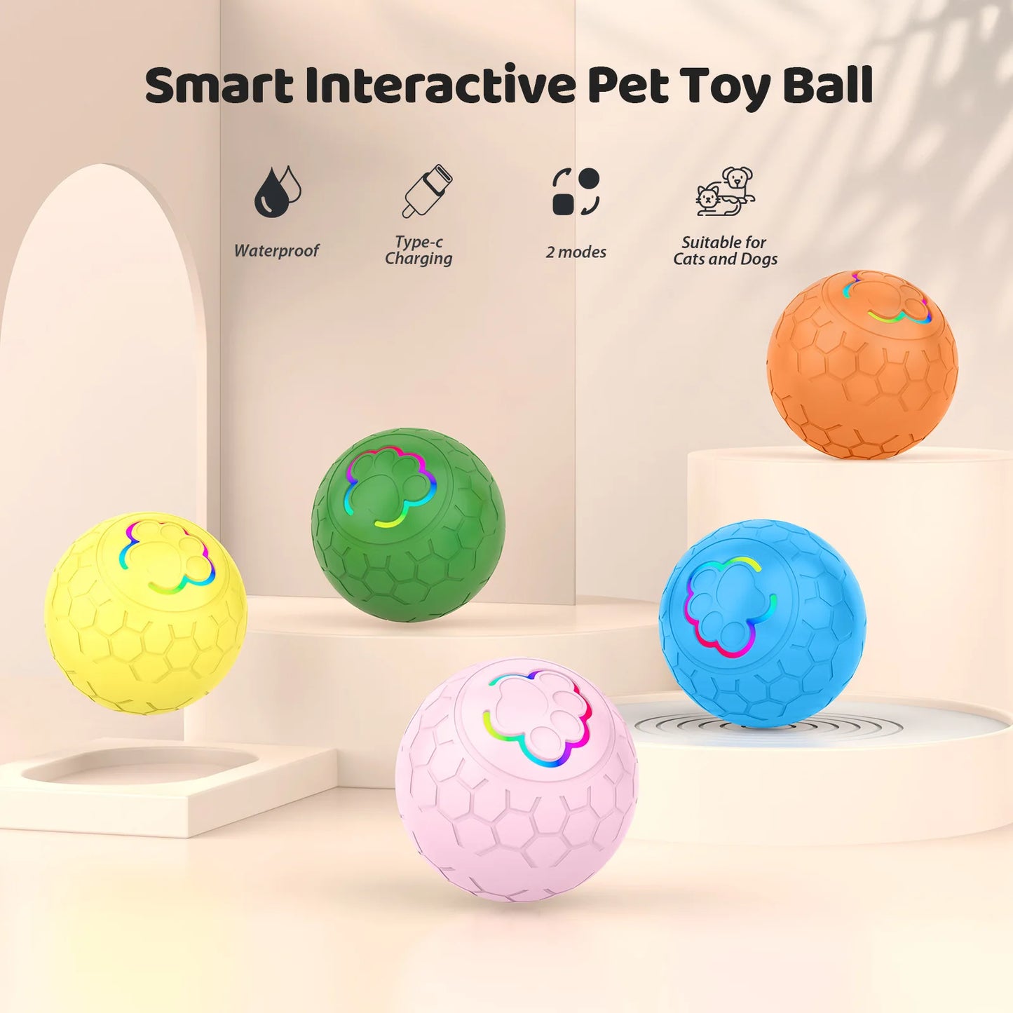 Smart Dog Toy Ball Electronic Interactive Pet Toy Ball USB Automatic Bouncing Rolling Toy Ball With RGB Lights Puppy Cat Product Beauty World Shop