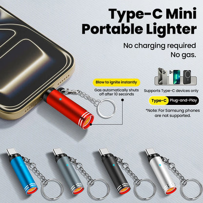 Mini Type C USB Cigarette Lighter Adapter Safety Air Blowing Mobile Phone Outdoor Use Charging Cable Beauty World Shop