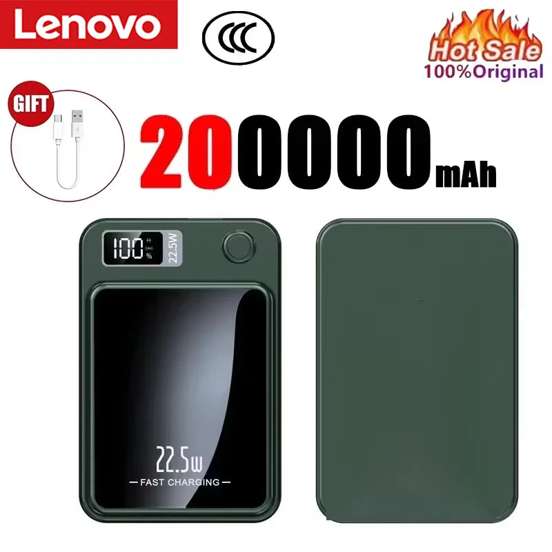 Lenovo 2026 200000mAh Magnetic Wireless Power Bank Portable Fast Charger For Magsafe Auxiliary Battery For iphone Huawei Samsung Beauty World Shop
