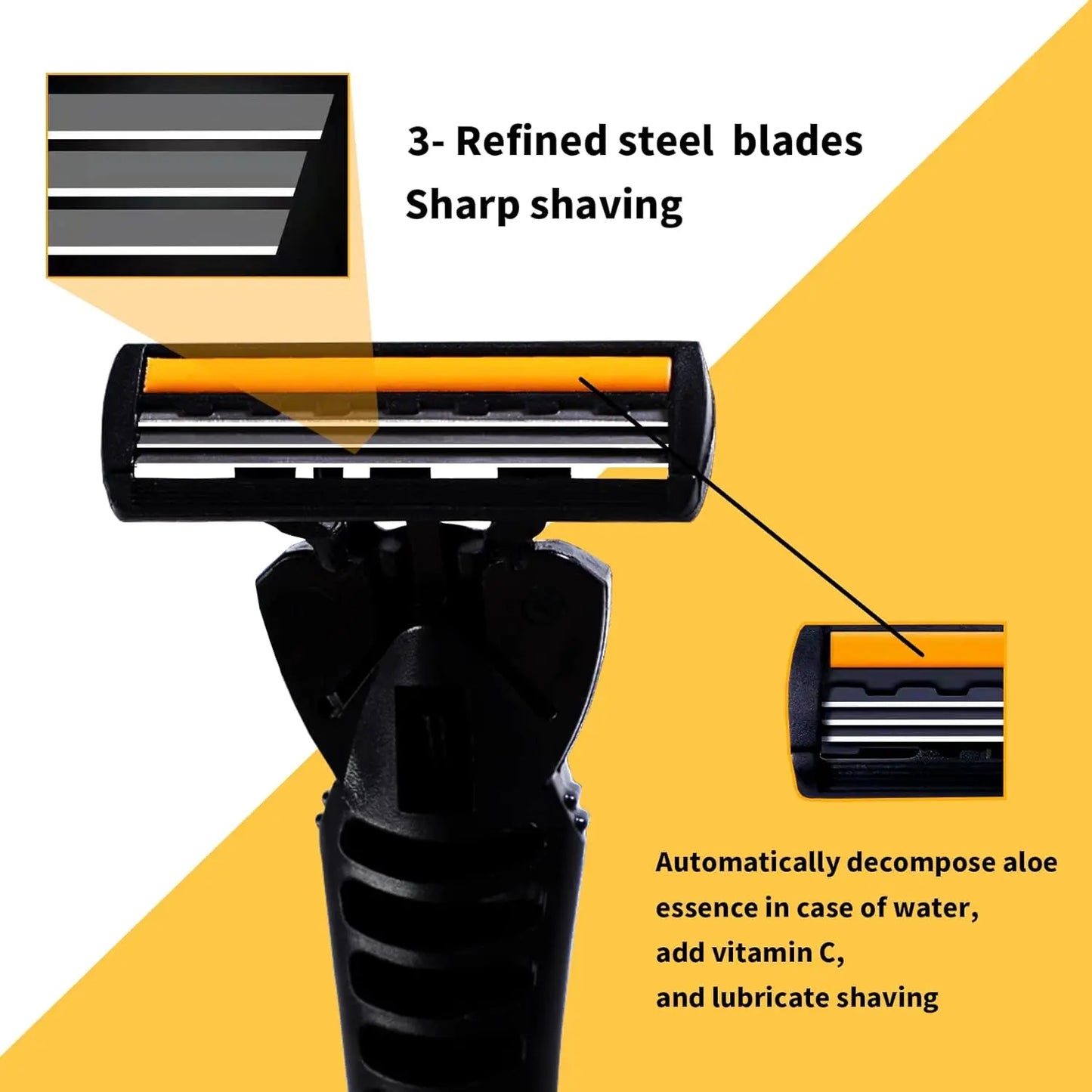 Variety Packs Skin Guard Anti-Slip Handle Replacement Triple Blades Reusable Safety Manual Razors for Men Shaving Bathing Trave Beauty World Shop