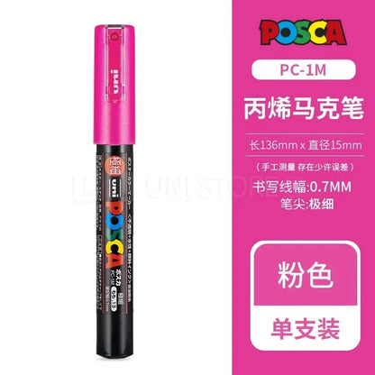 Uni Posca Full Marker PC-1M 3M 5M Multi-Colours Acrylic Permanente Rotulador Poster Graffiti Painting Pen For Fabric Rock Metal Beauty World Shop
