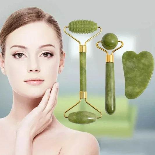 Natural Jade Roller Face Gua Sha, Natural Stone, Body Neck Massager, Acupoint, Eye Care Spa Massage Tools Massage Visage Lifting Beauty World Shop