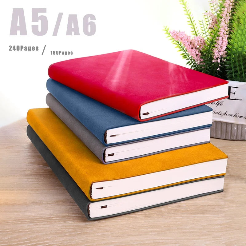 A5 A6 Sheepin Notebook Leather Office Journal Diary Notepad Stationery Student Class Lined NoteBook 160 Pages/240 Pages Beauty World Shop