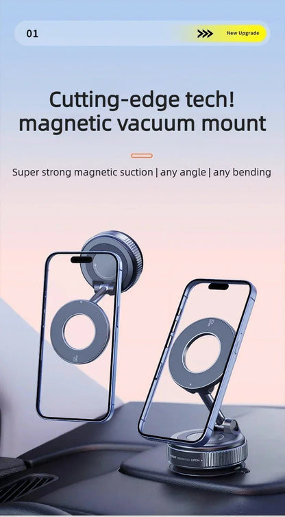 Upgraded Foldable Magnetic Car Phone Holder – N52 Magnet, 360° Rotatable, Dashboard Suction Cup, ABS, with Wrench & Mount Pad Beauty World Shop